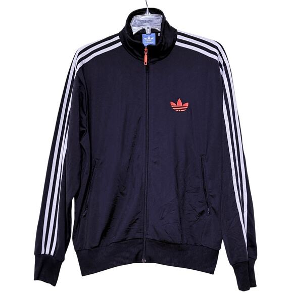 Men's Adidas Adicolor Originals Firebird Track Jacket, Black/Orange, Size L - Picture 1 of 7